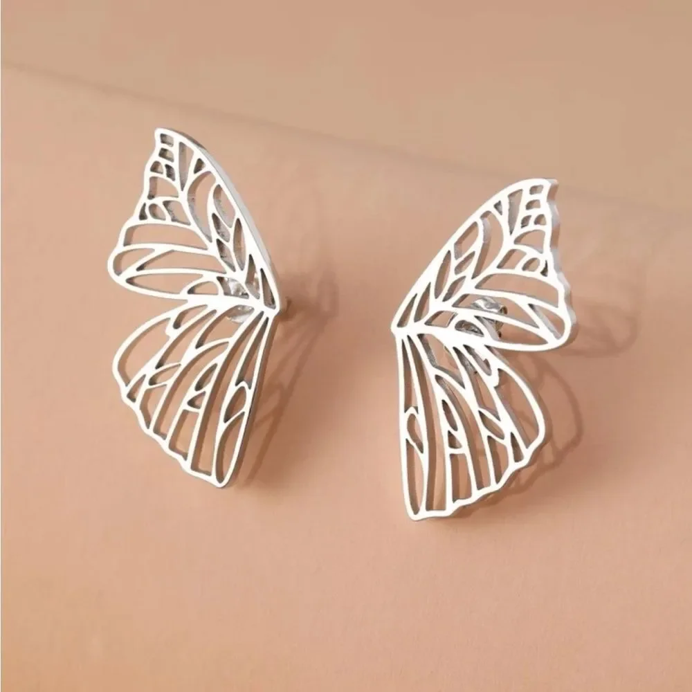 Stainless Steel Butterfly‎ Wings Stud Earrings